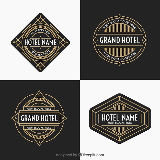 Luxury golden hotels logos pack