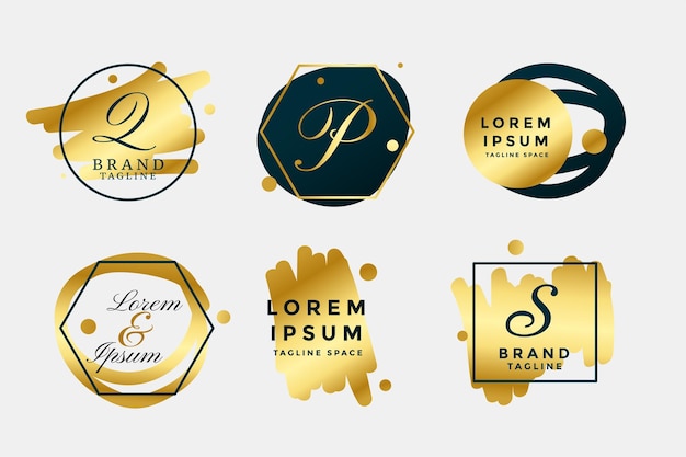 Luxury golden wedding monogram logos collection