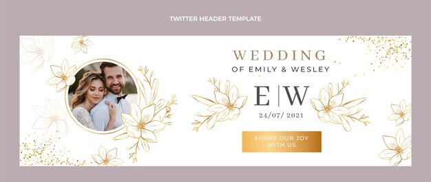 Luxury golden wedding twitter header