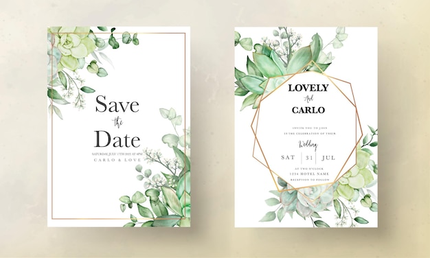 Luxury greenery wedding invitation card floral