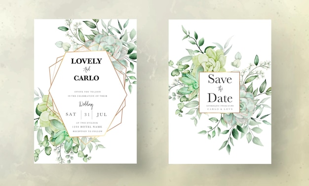 Luxury greenery wedding invitation card floral