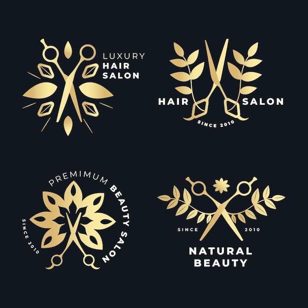 Free Vector luxury hair salon logo collection