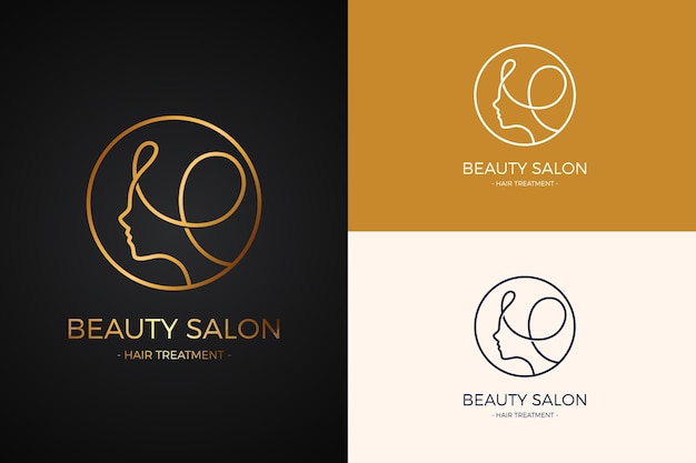 Free vector luxury hair salon logo collection