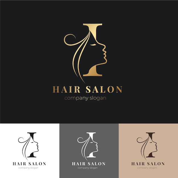 Free vector luxury hair salon logo set