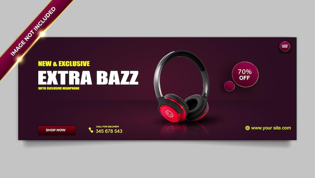 Luxury headphone brand product sale facebook cover template