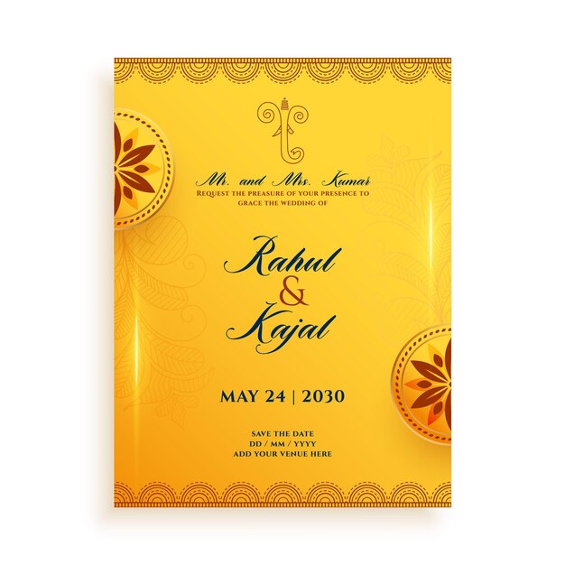 Luxury indian wedding card design nice template