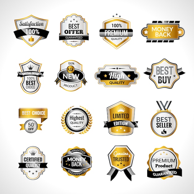 Free Vector luxury labels gold and black