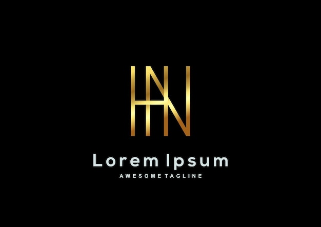 Luxury letter H and N with gold color logo template