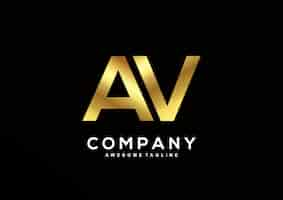 Free vector luxury letter a and v with gold color logo template