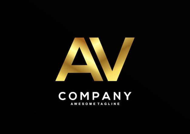 Free Vector luxury letter a and v with gold color logo template