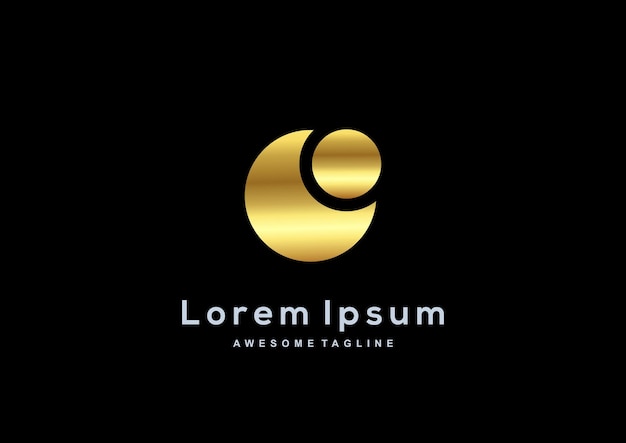 Luxury Moon circle gold color logo template