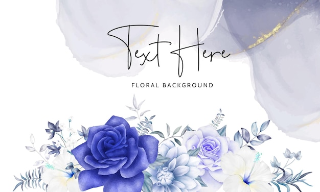 Free vector luxury navy blue and purple watercolor floral background design