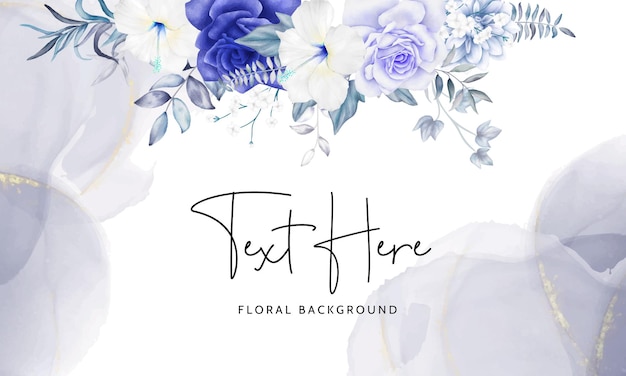 Free vector luxury navy blue and purple watercolor floral background design