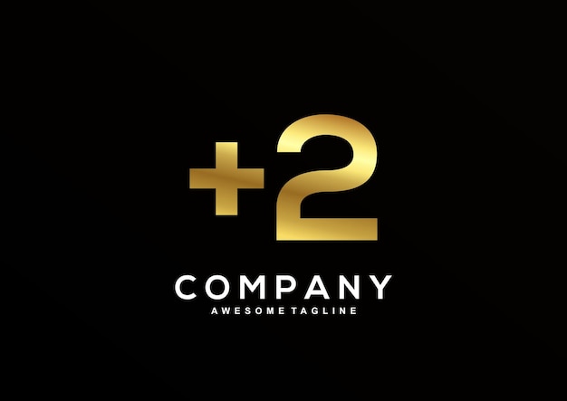 Free Vector luxury number 2 with gold color logo template