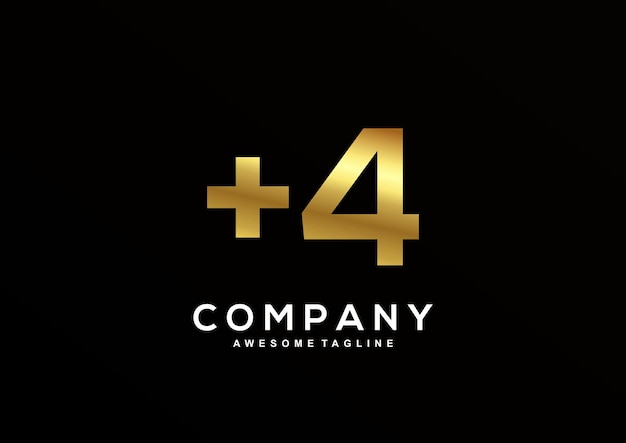 Luxury Number 4 with gold color logo template