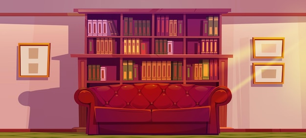 Free vector luxury old living room or library interior books