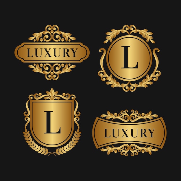 Luxury retro logo collection golden style