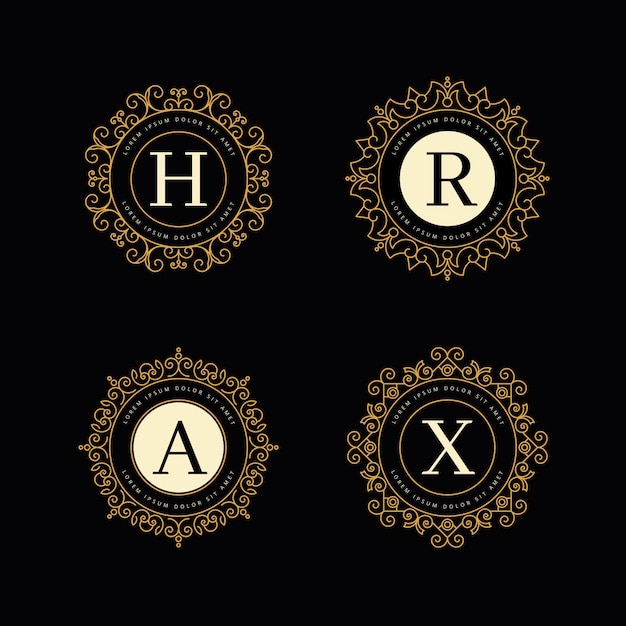 Free Vector luxury retro logo collection template