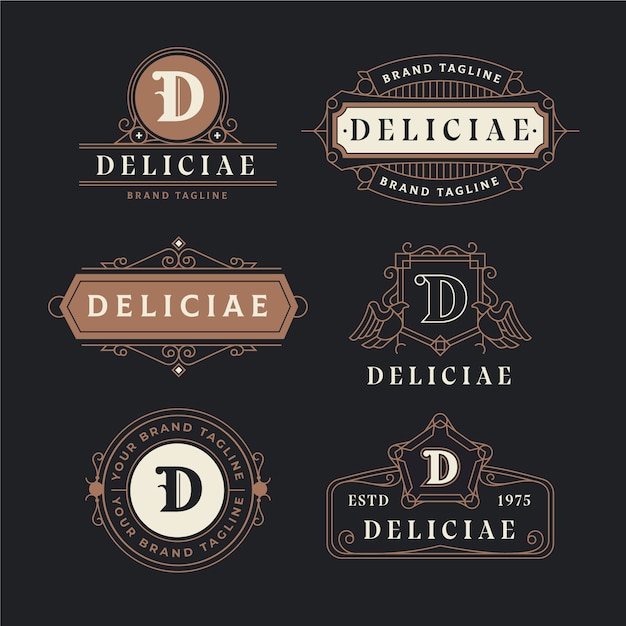 Luxury retro logo collection template