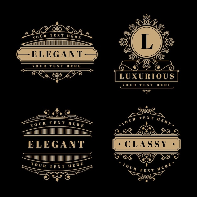 Free Vector luxury retro logo collection template