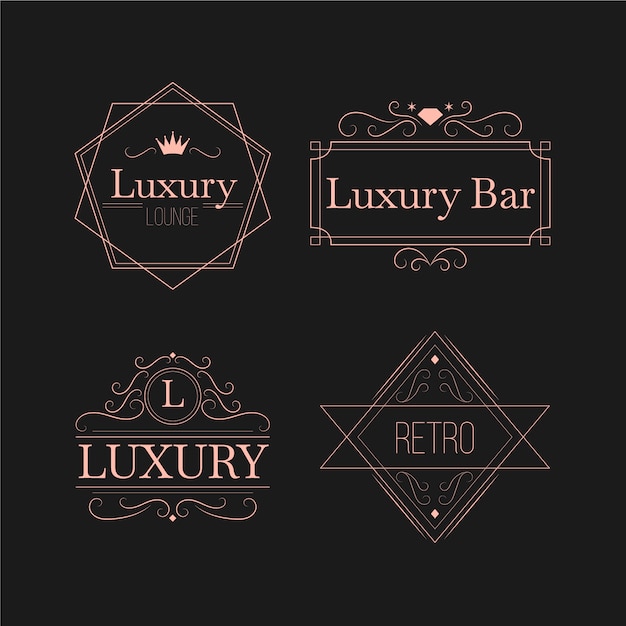 Free Vector luxury retro logo collection