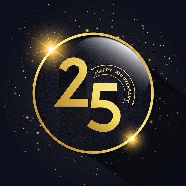 Free Vector luxury royal 25 wedding anniversary