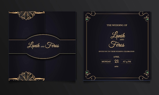 Free vector luxury save the date wedding invitation cards set