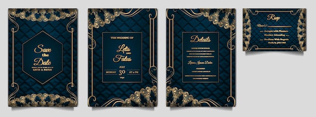 Luxury set collection wedding invitation card