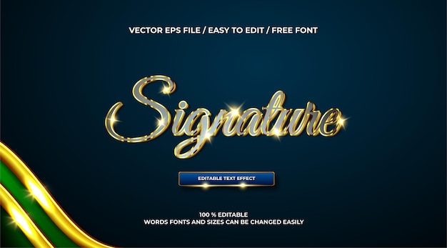 Free Vector luxury signature text effect