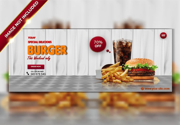 Free vector luxury special delicious burger food menu facebook cover banner template