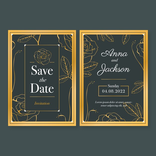 Luxury style wedding invitation template