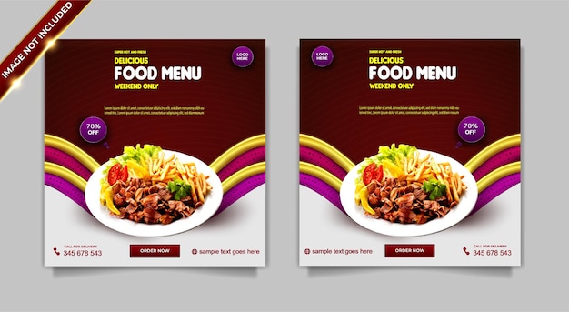 Luxury super hot and fresh food menu super delicious social media banner post template set