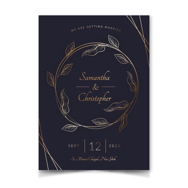 Free vector luxury template wedding invitation