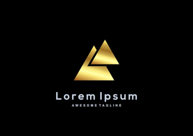 Luxury Triangle gold color logo template