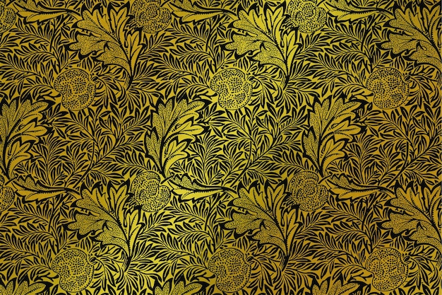 Free vector luxury vector golden floral wallpaper remix from artwork by william morris