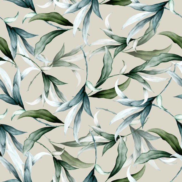 Free vector luxury watercolor leaves seamless pattern design