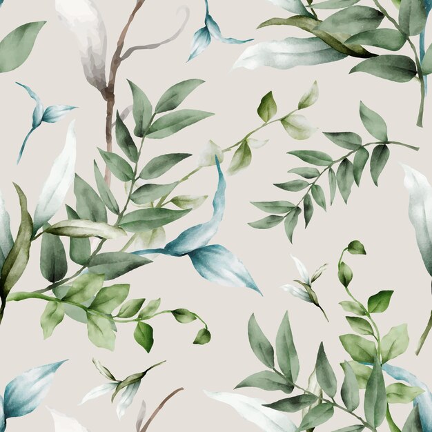 luxury watercolor leaves seamless pattern design