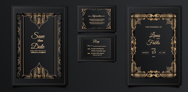 Free Vector luxury wedding invitation cards mockup