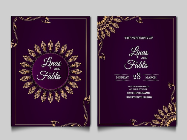 Luxury wedding invitation cards style monoline