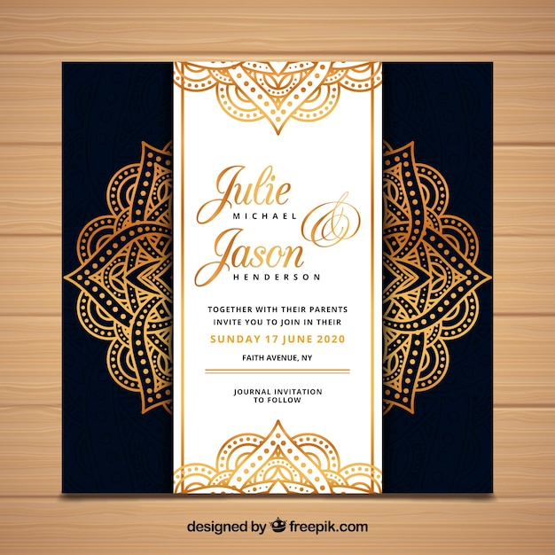 Luxury wedding invitation in mandala style