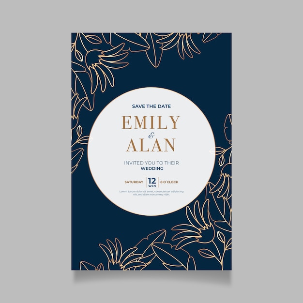 Free vector luxury wedding invitation template theme