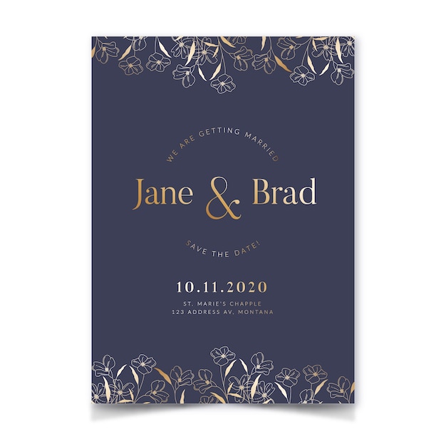 Free Vector luxury wedding invitation template