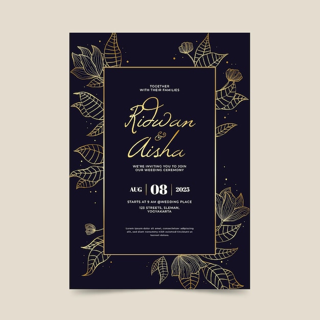 Luxury wedding invitation template