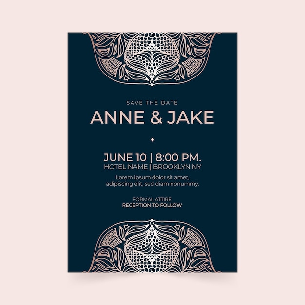 Free Vector luxury wedding invitation template