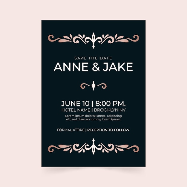 Luxury wedding invitation template