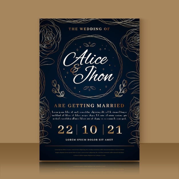 Free vector luxury wedding invitation template