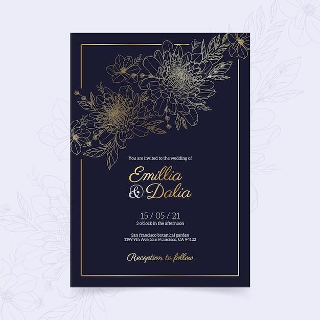 Luxury wedding invitation template