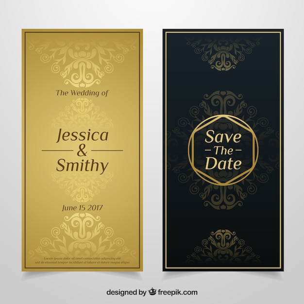 Luxury wedding invitation with ornamental decoration