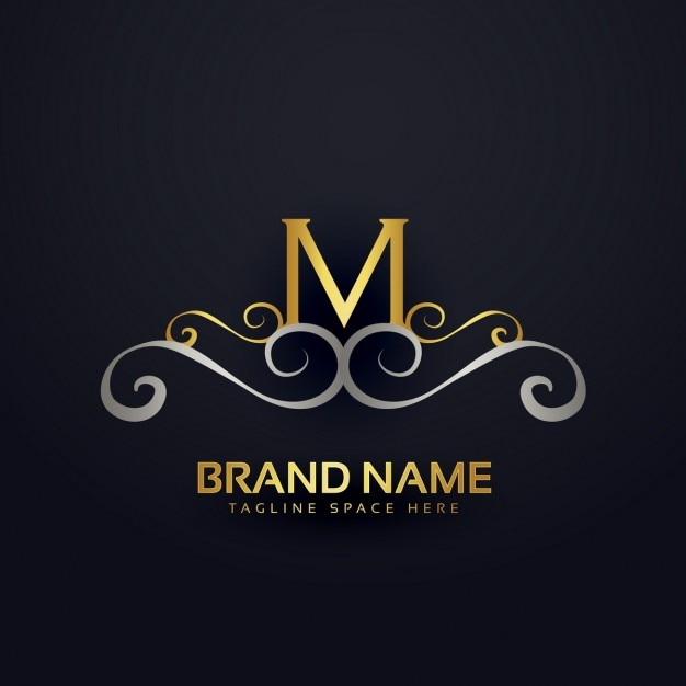 Free Vector m logo with golden ornaments