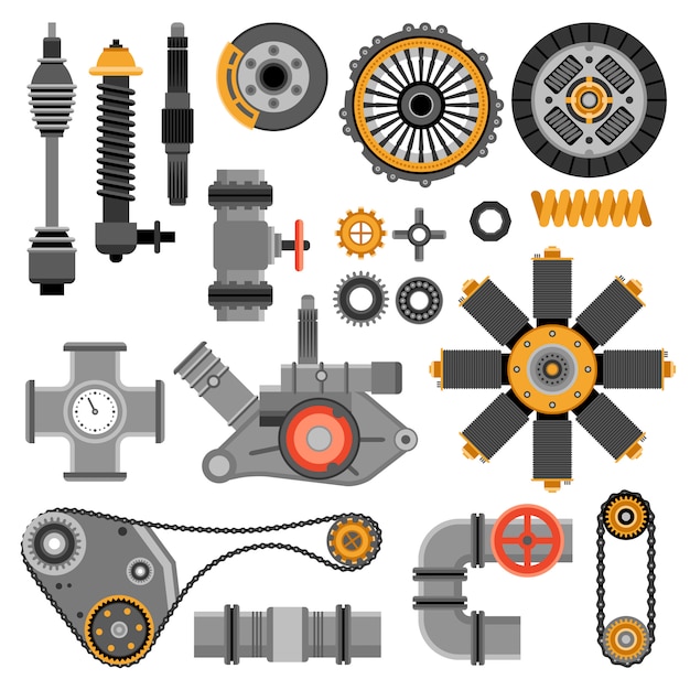 Free Vector machinery parts set 